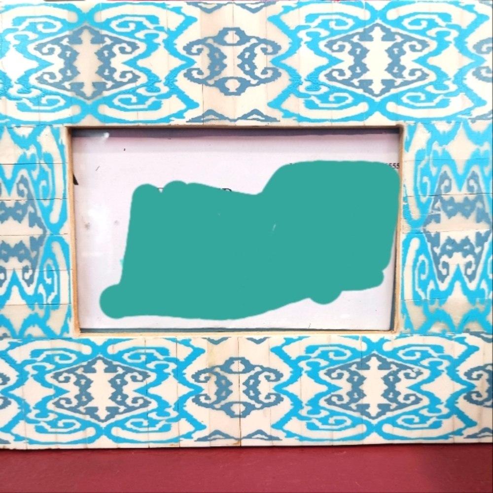 Blue and Cream Patterned Wall Art picture frame